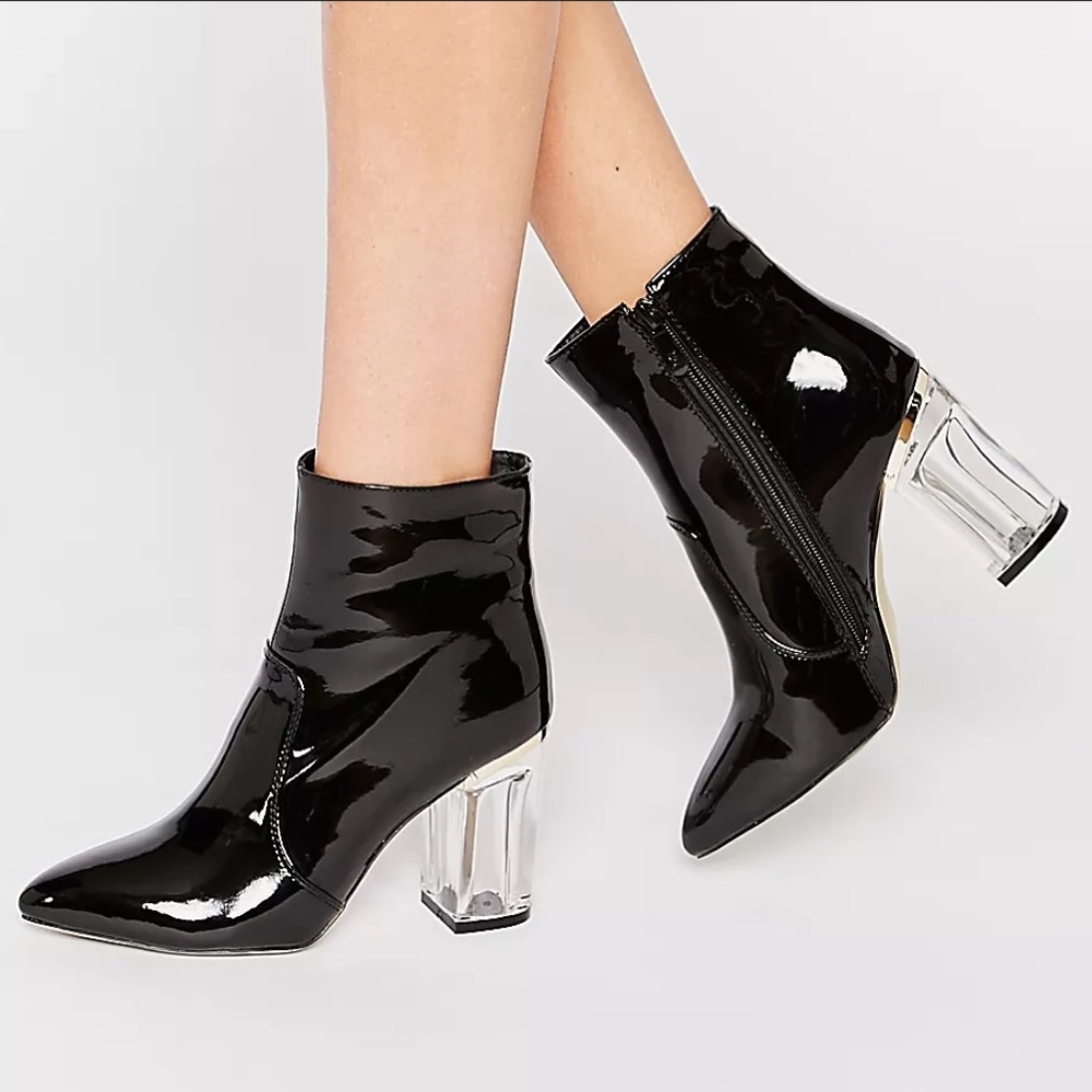 Public Desire Claudia Clear Heeled Patent Ankle Boots